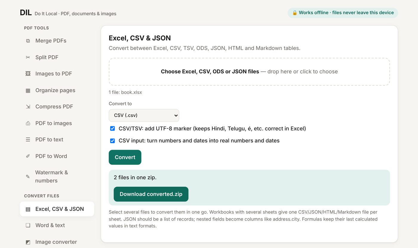 Converting an Excel workbook to CSV